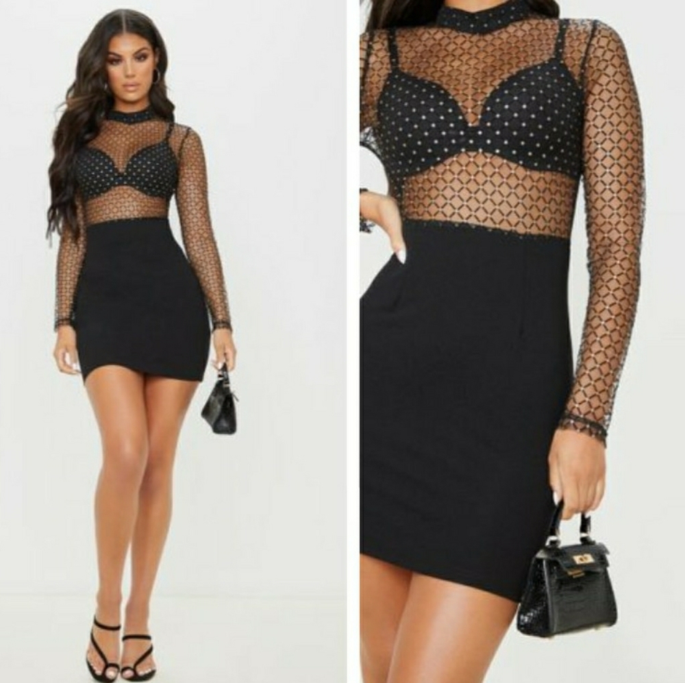 Mesh top bodycon dress